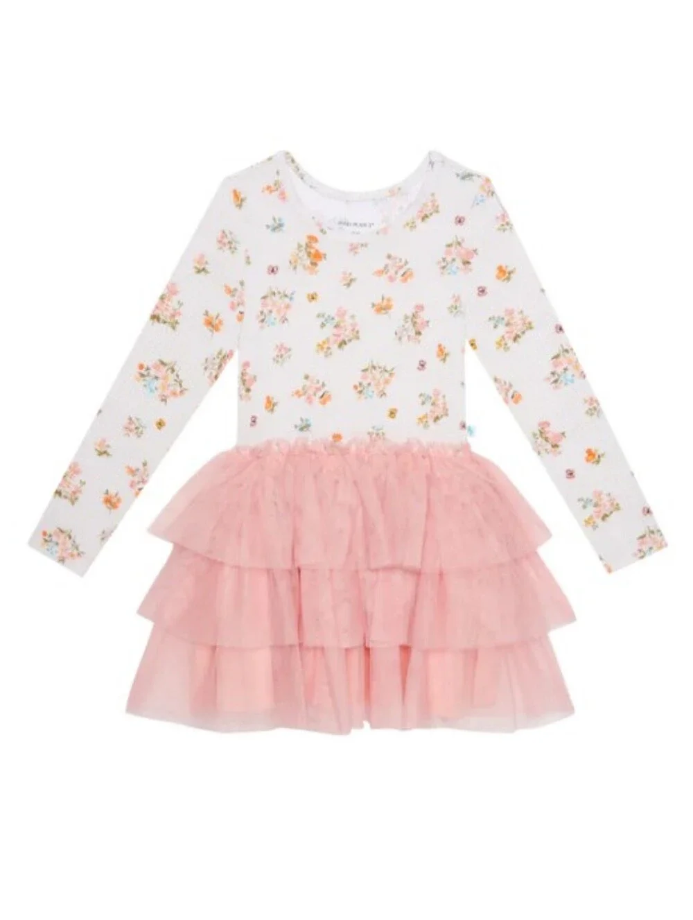 Posh Peanut Long Sleeve Girls Tulle Dress in Clemence 3T-4T
